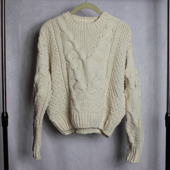 J.O.A. Ivory Cable Knit Sweater NWOT - Picture 2 of 5